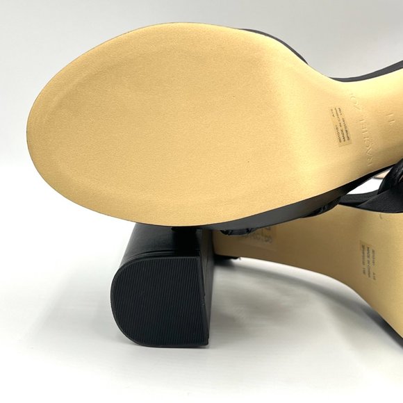 Rachel Zoe Size 11 Ella Black Leather Platform Block Heel Sandals Heels Shoes - Picture 11 of 15